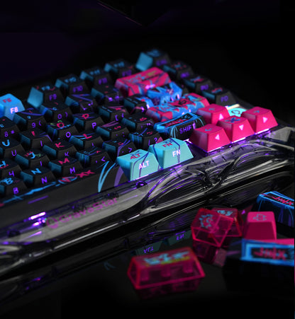 League of Legends lol themed keycap Jinx pbt+PC sublimation technology side transparent personalized keycap set, anime game themed decorative keycap