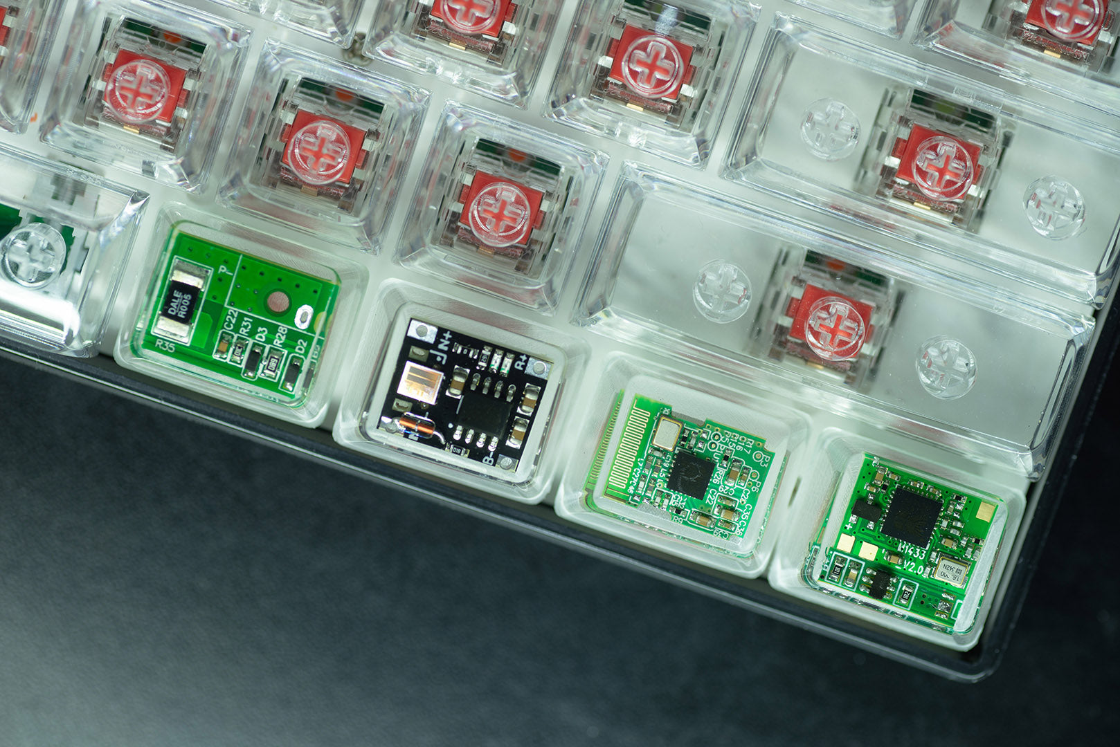 Circuit board design personalized keycaps Crystal drops of glue sealing circuit board decorative keycaps