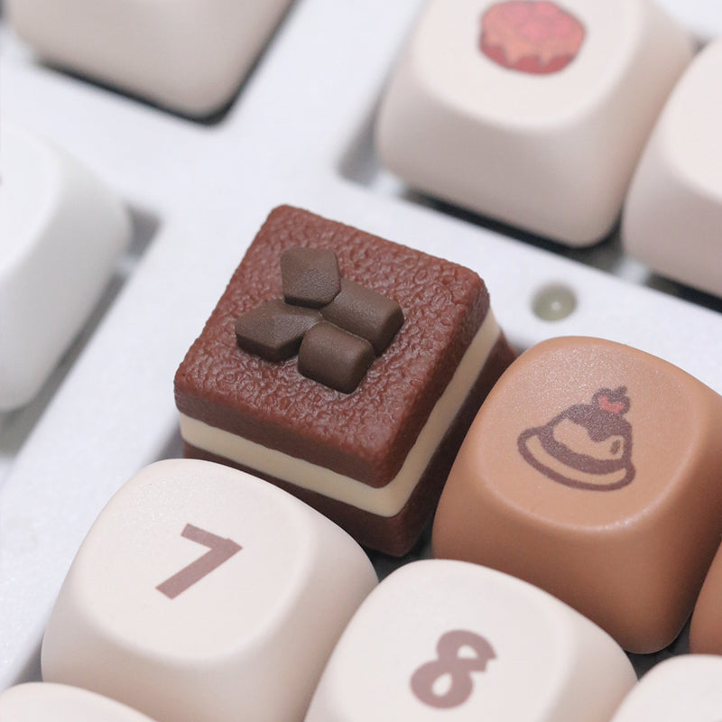 Tiramisu cake keycaps chocolate cake cute cartoon anime peripheral keycaps personalized creative resin keycaps