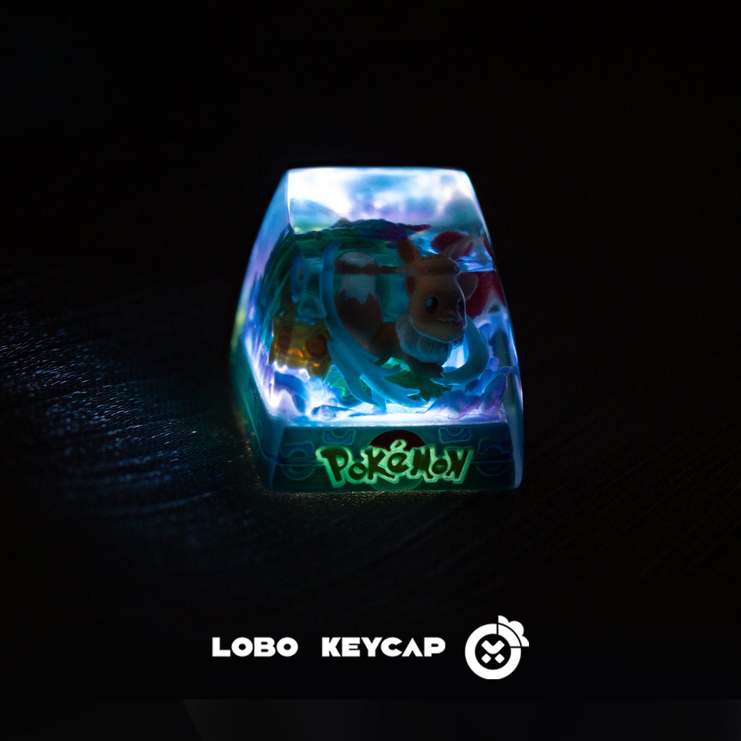 Pok é mon, Eevee，1UCrystal drops of glue personalized keycaps, Cute style resin keycaps