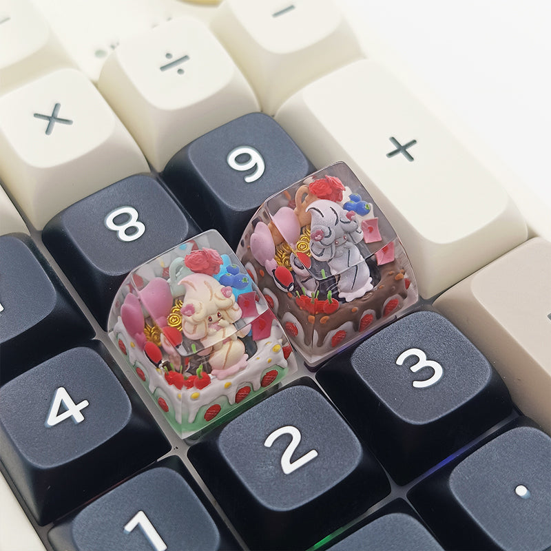 Pok é mon, Alcremie, resin droppers, personalized keycaps, artisankeycaps