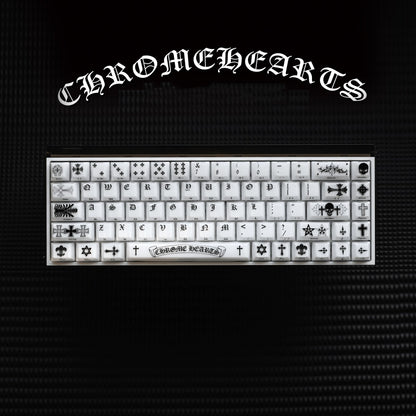 Chrome Hearts Crystal Jelly Keycaps, PC High Transparency Keycaps Transparent Theme Mechanical Keyboard Specific Keycaps, Fashion Trend Personalized Keycap Set