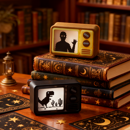 Mini TV, horror, little dinosaur, 1.5U multi-color resin molding, transparent screen with personalized keycaps, artistic and creative decorative keycaps.