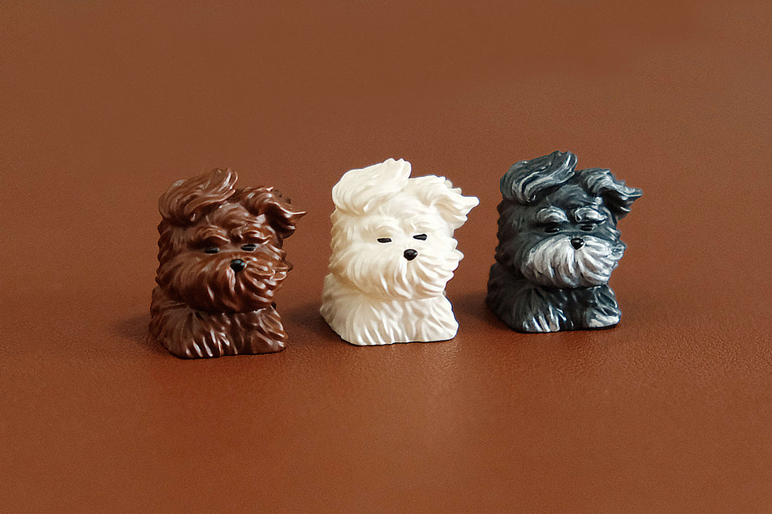 Messy puppy Schnauzer personality keycaps, resin personality keycaps, decorative keycaps