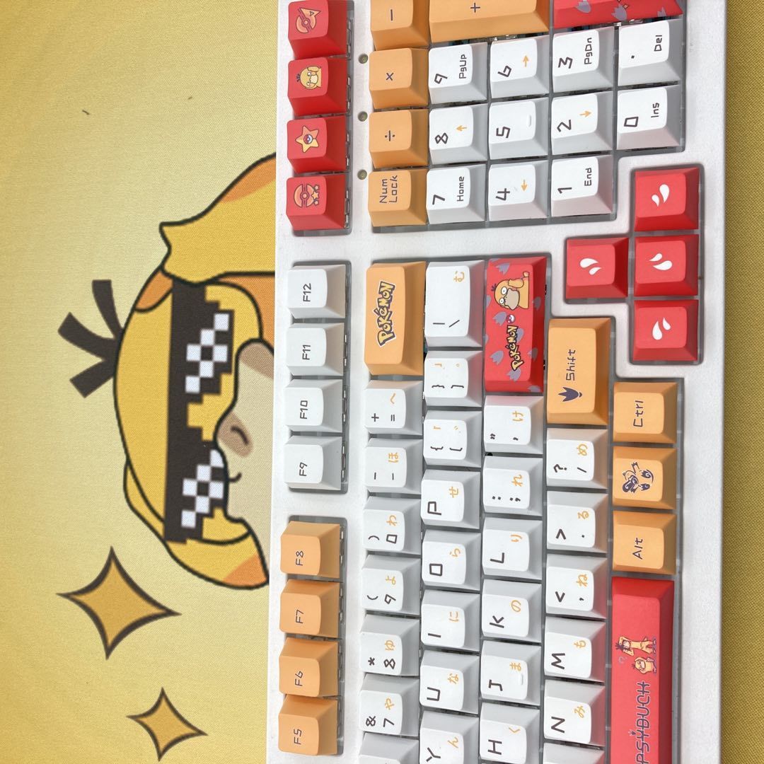 Pok é mon Psyduck Theme, PBT Material Five sided Heat Sublimation, Anime Game Series Personalized Set, Decorative Keycaps