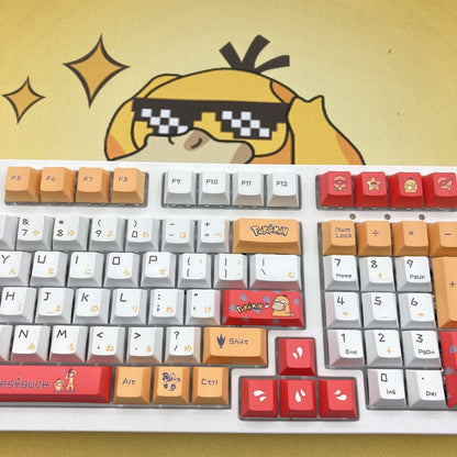 Pok é mon Psyduck Theme, PBT Material Five sided Heat Sublimation, Anime Game Series Personalized Set, Decorative Keycaps