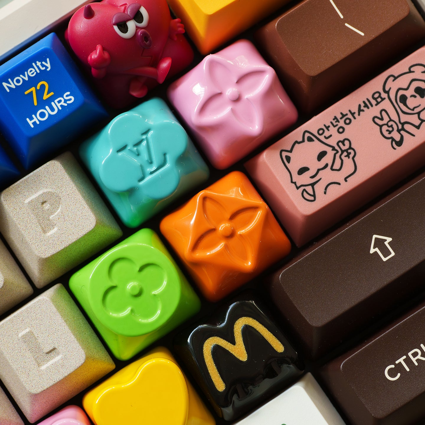 Macaron color palette Irregular shaped personalized keycaps, luxury vintage series aluminum alloy keycaps painted with CNC machining, customized mechanical keyboards, custom keycaps