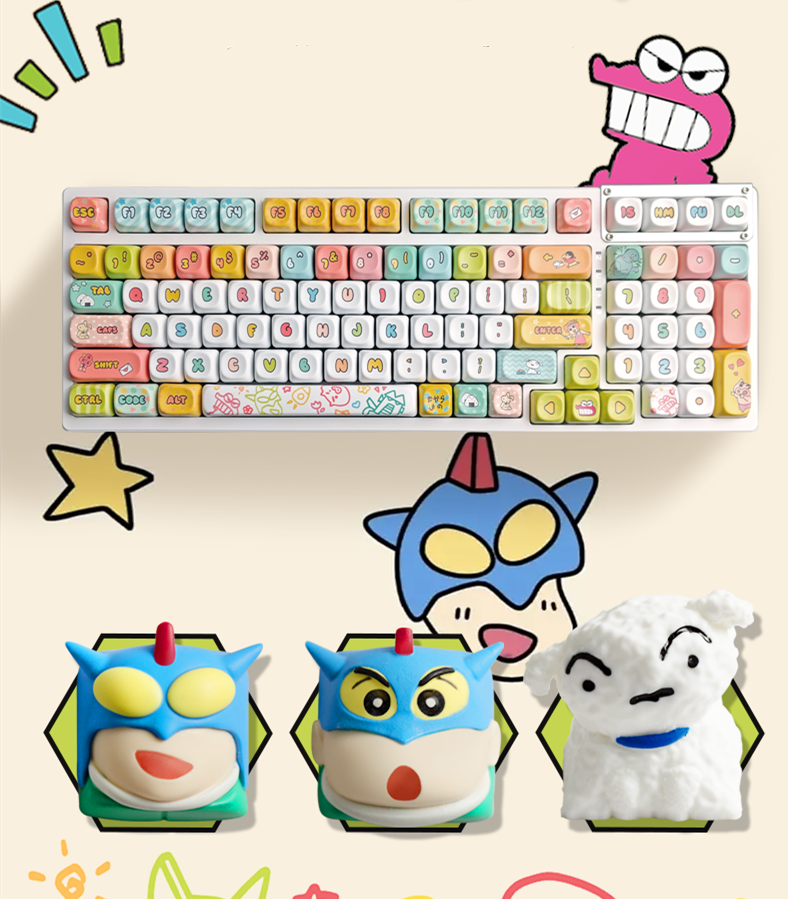 Crayon Shin chan Thermal Sublimation PBT Keycaps MOA Height Complete Set Comes with 3 Personalized Keycaps Customized Mechanical Keyboard Set Keycaps