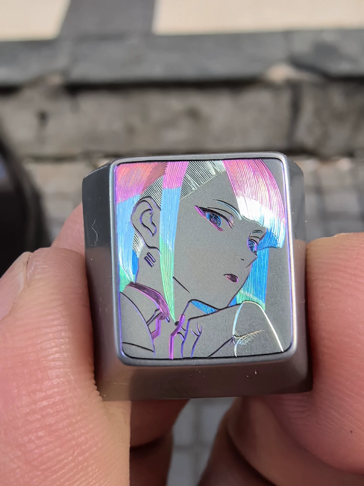Hand carved titanium alloy anode coloring, anime and game culture creative metal hand carved keycaps collection