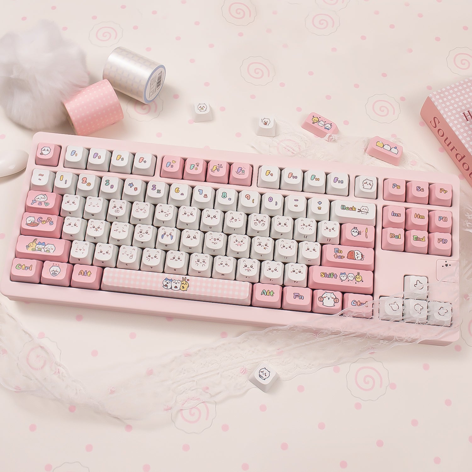 Chiikawa theme, PBT material MOA height Sublimation creative personalized keycap set