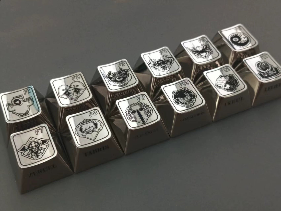 EVA，NEON GENESIS EVANGELION，Angel， A set of 12 F-zone (default zinc alloy) metal personalized keycaps, anime game monster villain metal keycaps.