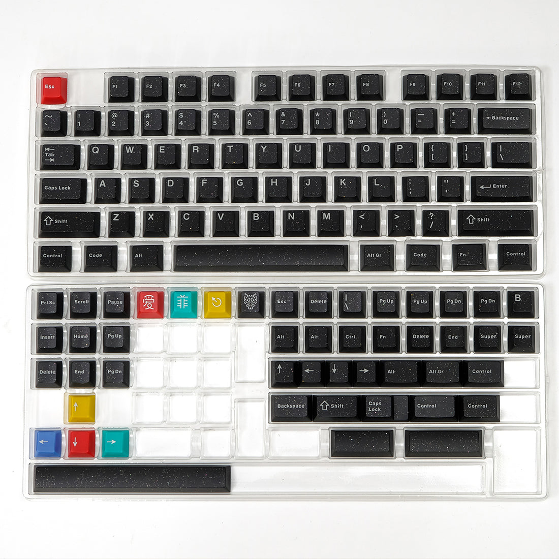 Neon neon glitter semi transparent magnetic axis mechanical keyboard keycap ABS two-color customized original factory