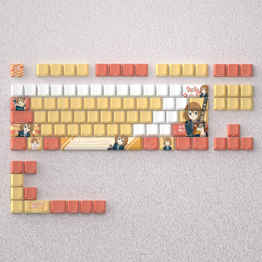 K-ON！ 、 K-ON！ Theme keycaps, Hirasawa Yui anime game creative personalized keycap set PBT material factory height Sublimation printing