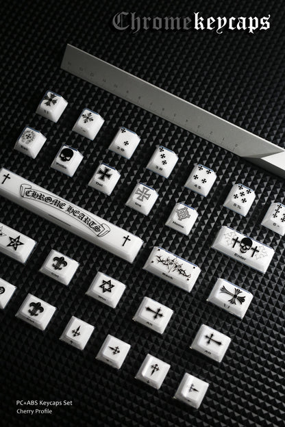 Chrome Hearts Crystal Jelly Keycaps, PC High Transparency Keycaps Transparent Theme Mechanical Keyboard Specific Keycaps, Fashion Trend Personalized Keycap Set