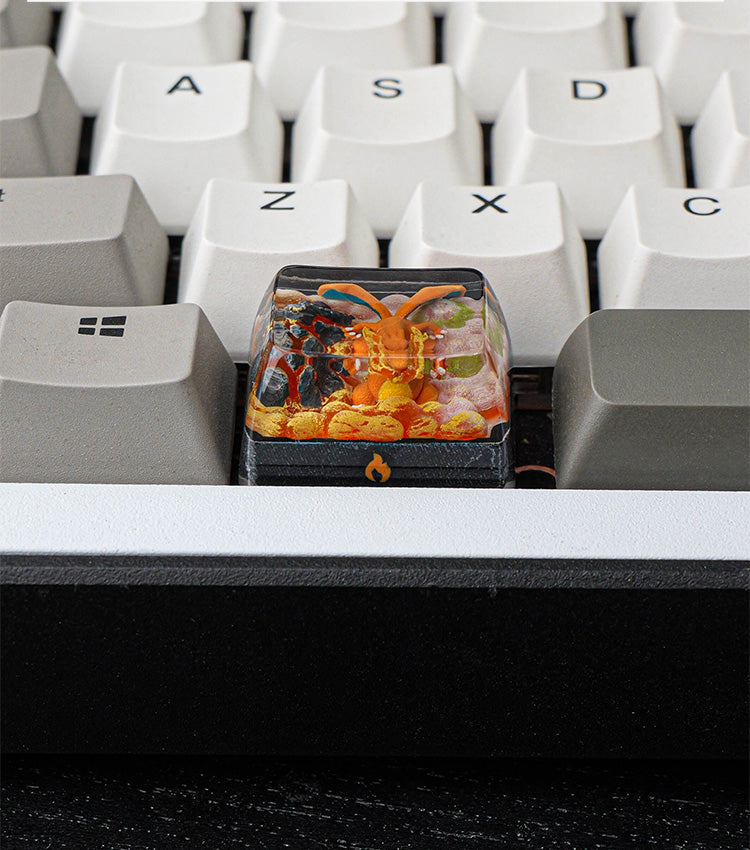 Pok é mon series, 1.25U Charizard, Crystal drops of glue, artisankeycaps, handmade custom personalized keycaps