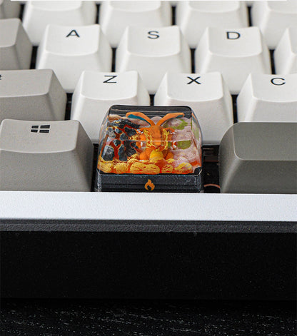 Pok é mon series, 1.25U Charizard, Crystal drops of glue, artisankeycaps, handmade custom personalized keycaps