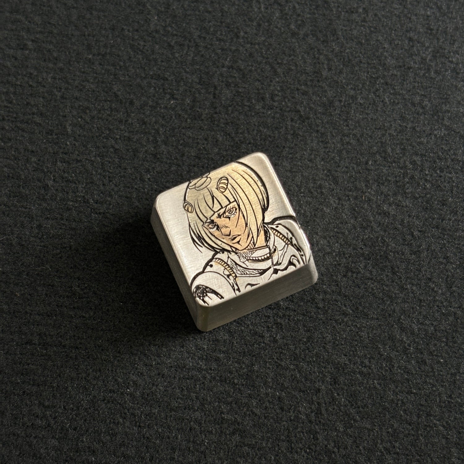 Collection of pure silver hand carved personalized keycaps, hand carved inlaid custom art keycaps