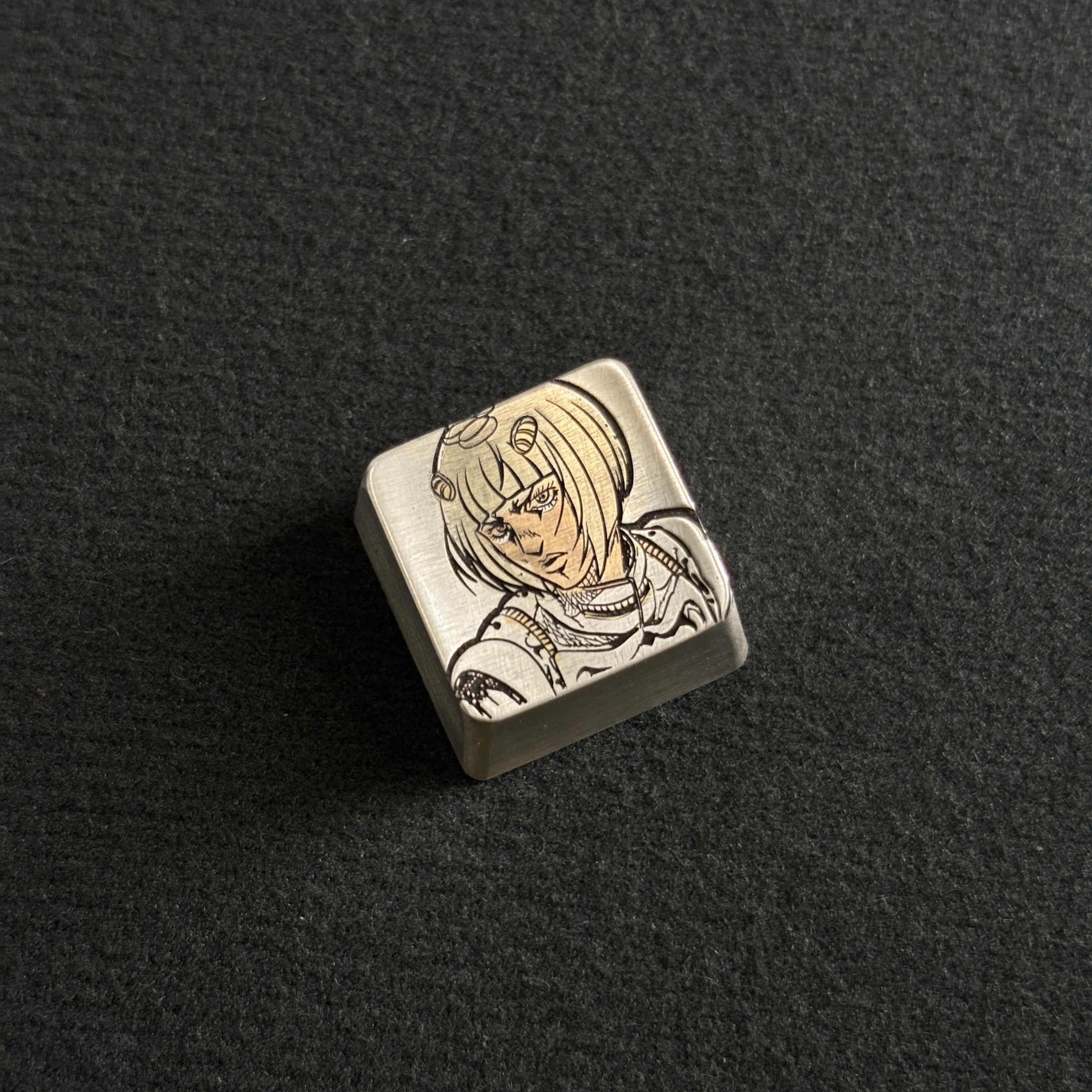 Collection of pure silver hand carved personalized keycaps, hand carved inlaid custom art keycaps