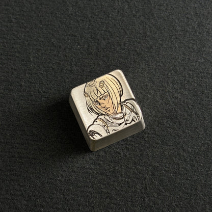 Collection of pure silver hand carved personalized keycaps, hand carved inlaid custom art keycaps