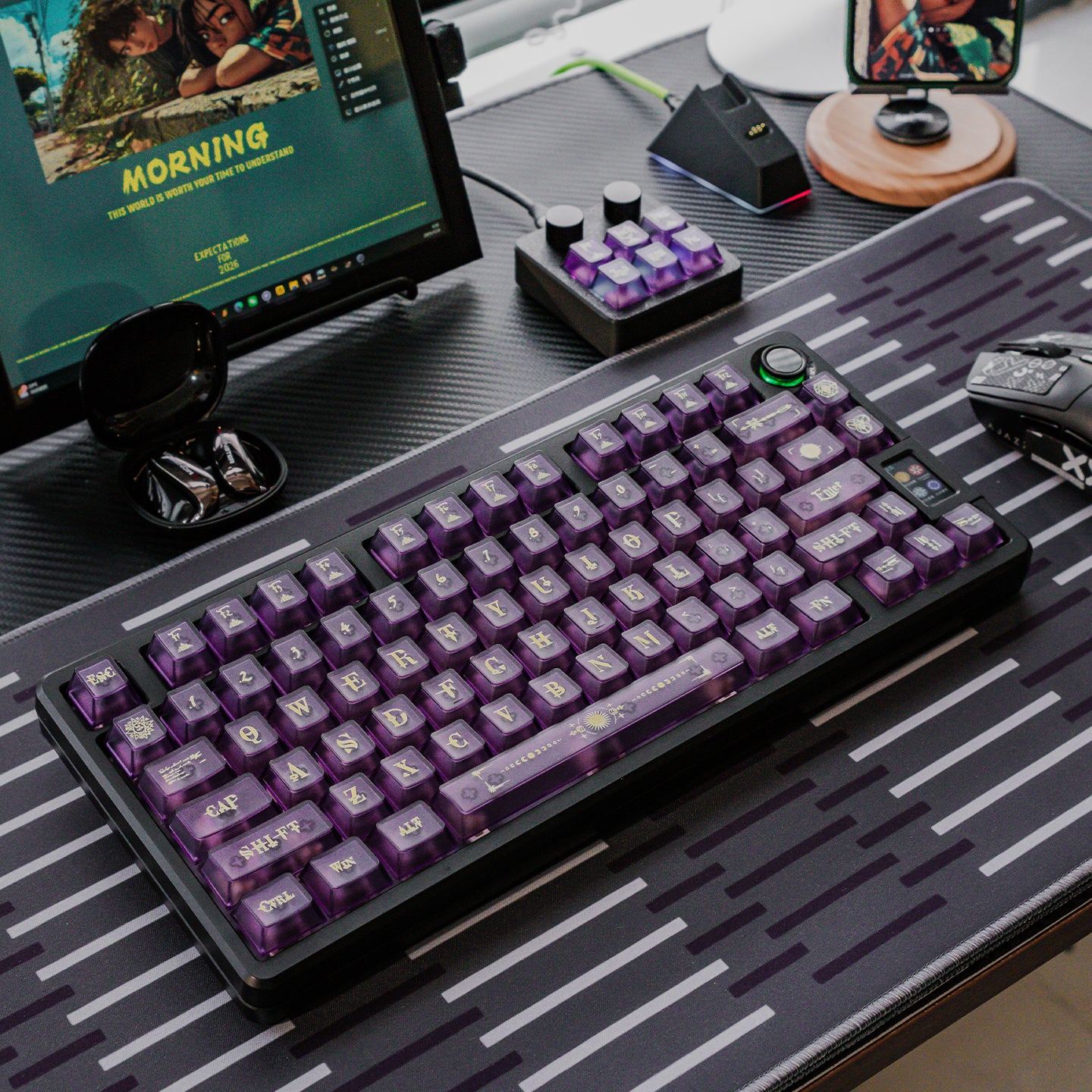 Original design Harry Potter purple PC semi transparent mechanical keyboard personalized keycap set factory height