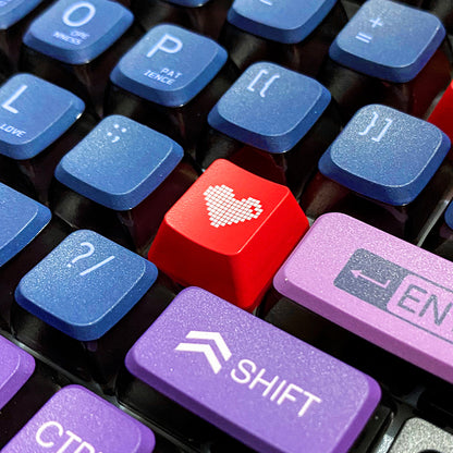 Transparent pixel heart, ABS plastic material, multiple key positions, personalized keycaps