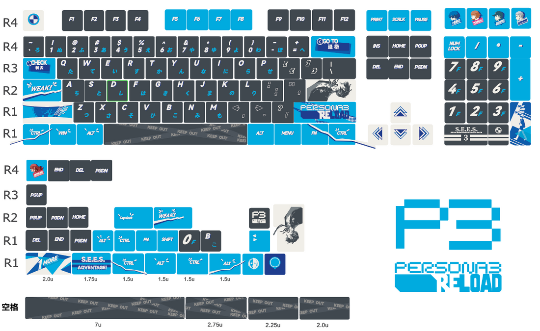 Persona 3 Reload Keycap Game Anime Complete Set PBT Thermal Sublimation Cherry Original Factory Height Set Personalized Keycaps
