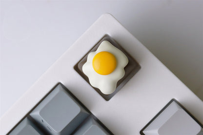 Fried egg shaped personalized keycaps, resin artistic creative keycaps, mechanical keyboard decorative keycaps.