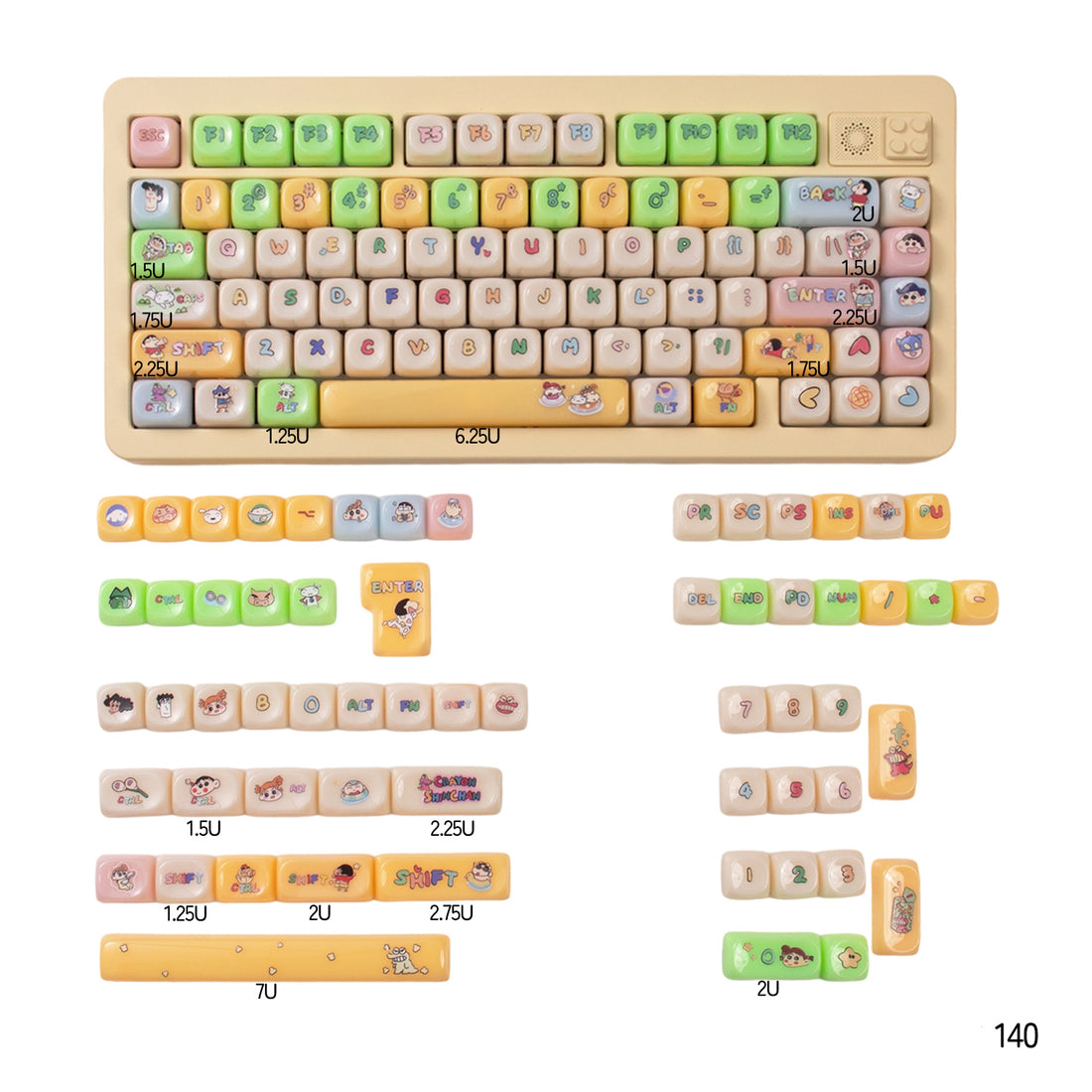 Crayon Shin chan theme, PBT material MOA height Sublimation creative personalized keycap set