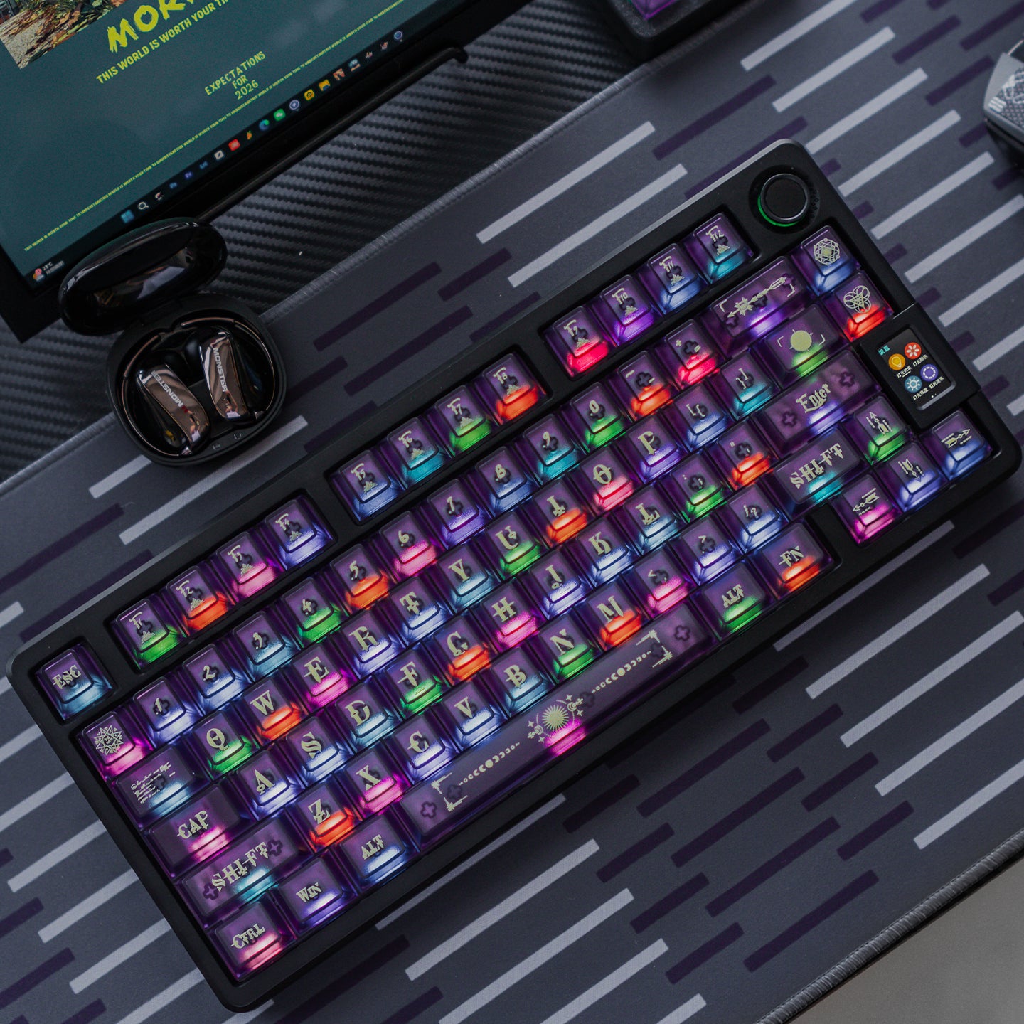 Original design Harry Potter purple PC semi transparent mechanical keyboard personalized keycap set factory height