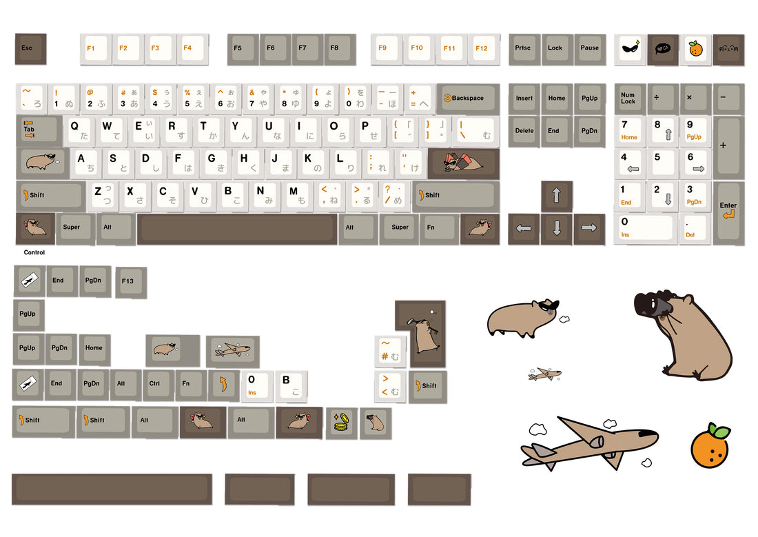 Capybara keycap 140+key complete set PBT original factory five sided heat sublimation customized keyboard personalized keycap set