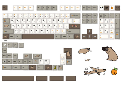 Capybara keycap 140+key complete set PBT original factory five sided heat sublimation customized keyboard personalized keycap set