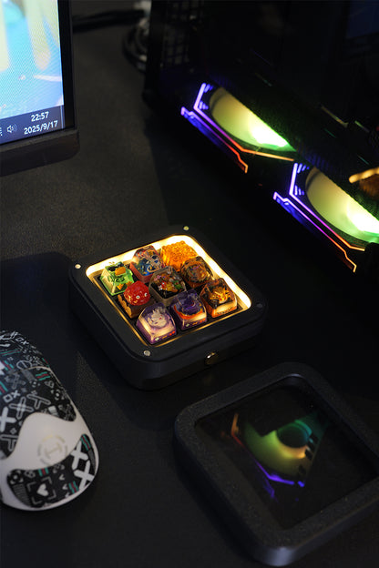 9-key keycap storage box wireless, can emit light, display mechanical keyboard with lights, personalized keycap dustproof display box