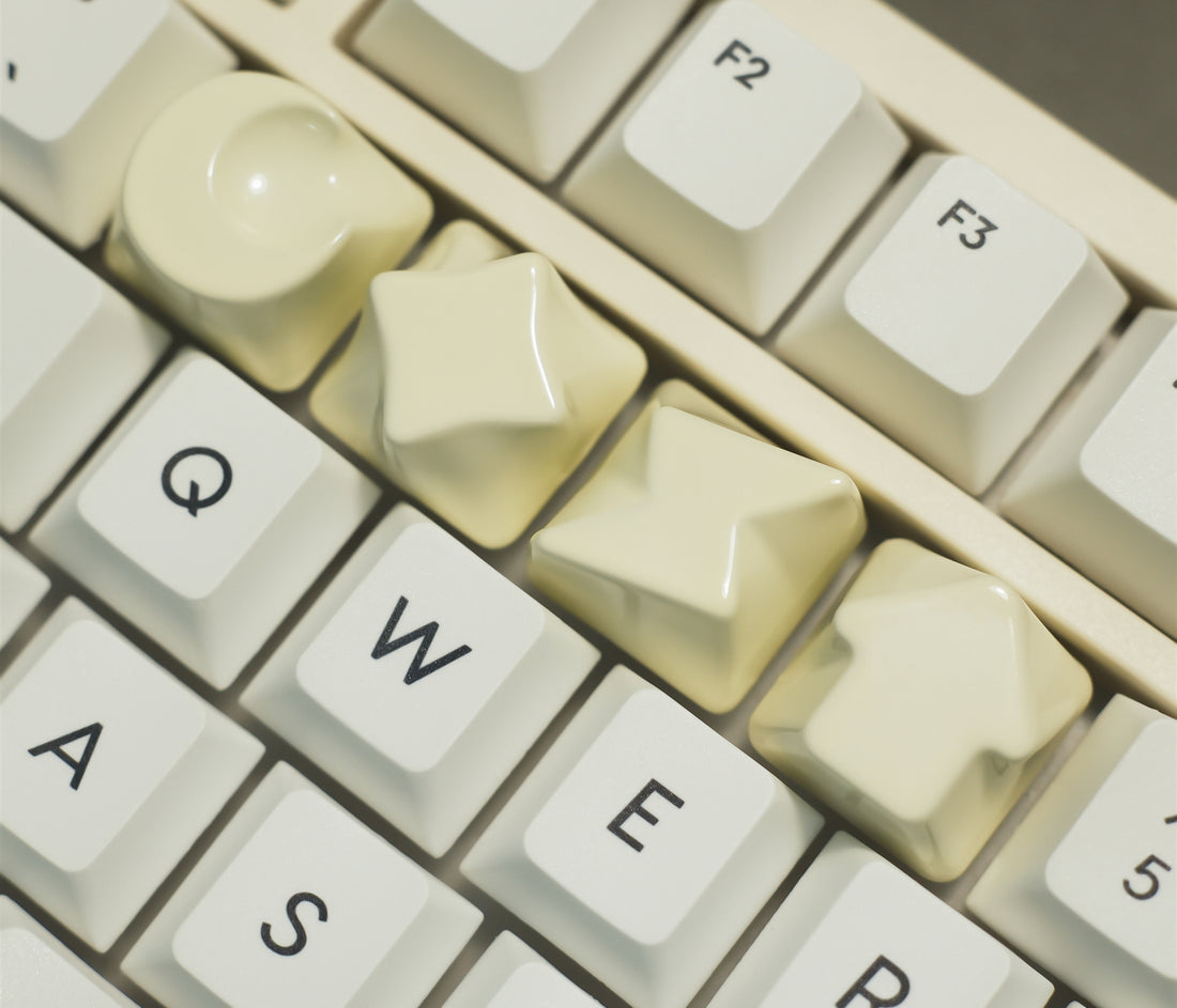 Metal spray simple and personalized keycaps, 1U geometric decorative keycaps, artistic keycaps