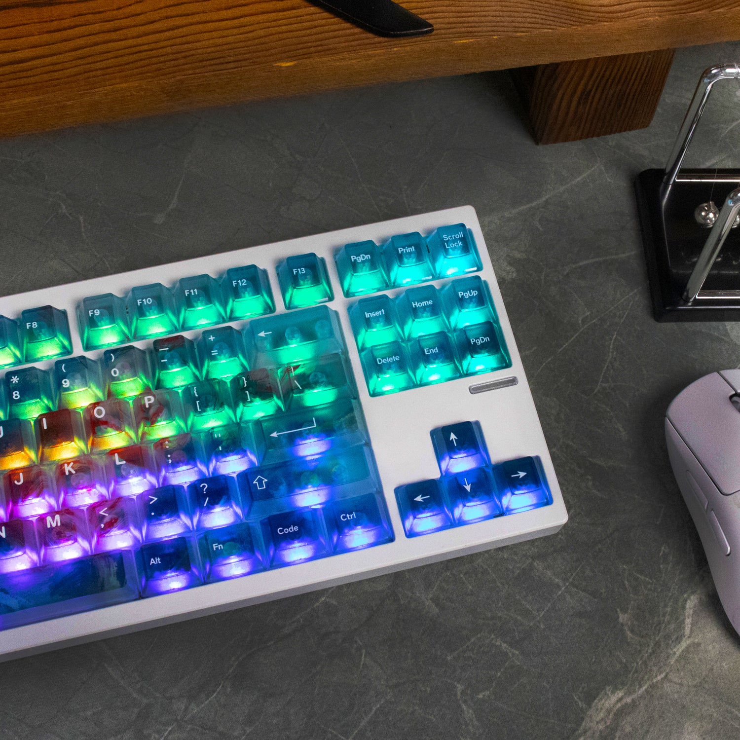 Gradient transparent PC material fog transparent keyboard keycaps customized ai3D technology factory height
