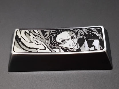 Demon Slayer: Kimetsu No Yaiba, Kamado Tanjirou, 2.25U metal personalized keycaps (zinc alloy/titanium alloy), anime, gaming, cultural decoration, art keycaps