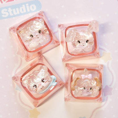Mikko Transparent Keycaps Customized Fine Sparkling Pink Personalized Keycaps, Cute Pink Keyboard Decorative Keycaps