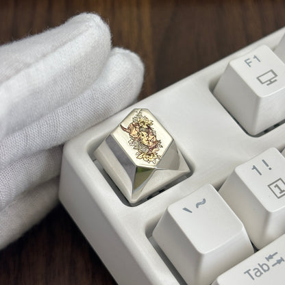 925 pure silver keycaps, irregular shapes, personalized keycaps, metal carved cultural and creative keycaps.