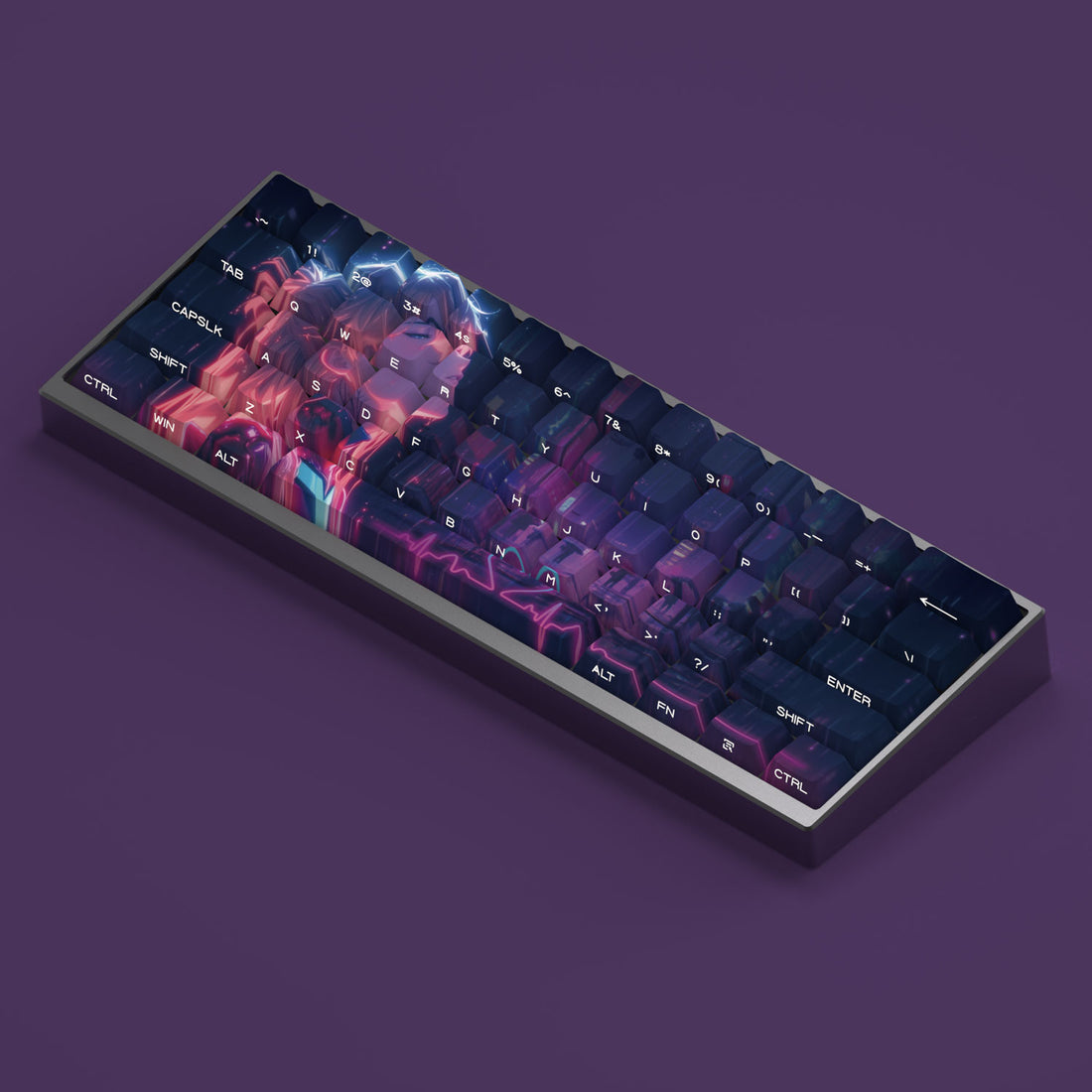 EVA, Asuka Anime Character Keycaps Original Factory Height Side Engraved Transparent Keycaps PBT Side Transparent Personalized Set Keys