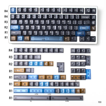 Interstellar themed keycap set, five sided frosted translucent PC keycap personalized customization PBT heat sublimation factory height