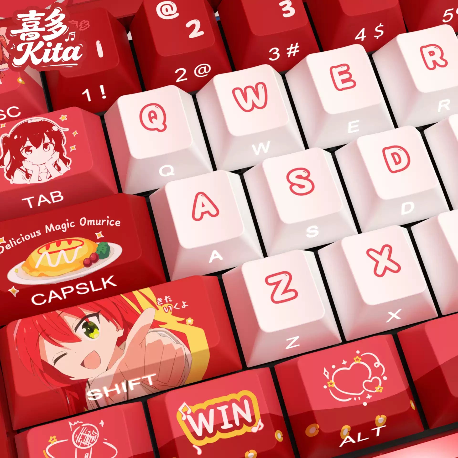 BOCCHI THE ROCK! Theme: Kita Ikuyo Personalized Keycap Set with Original Transparent Keycap PBT Thermal Sublimation Process