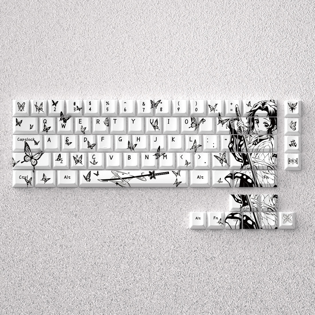 Demon Slayer: Kimetsu no Yaiba theme, Kochou Shinobu anime game creative personalized keycap set PBT material factory height Sublimation printing