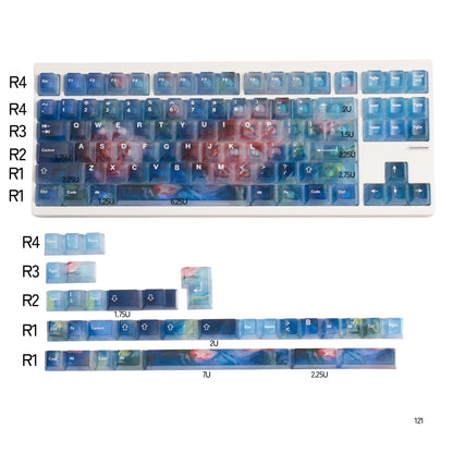 Gradient transparent PC material fog transparent keyboard keycaps customized ai3D technology factory height