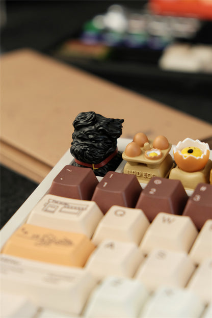Messy puppy Schnauzer personality keycaps, resin personality keycaps, decorative keycaps，Maltese‌