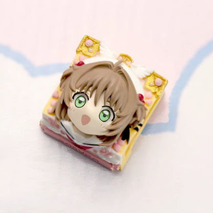 KINOMOTO SAKURA, 1U multi-color resin molded personalized keycap, anime and game character creative peripheral keycap.