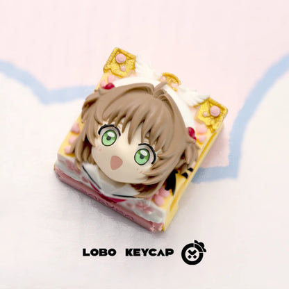 KINOMOTO SAKURA, 1U multi-color resin molded personalized keycap, anime and game character creative peripheral keycap.