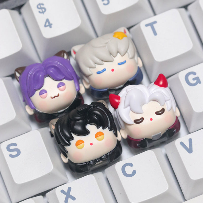 Deep Space Love Multi colored Resin Personalized Keycaps, Decorative Keycaps, Resin Doll Keycaps