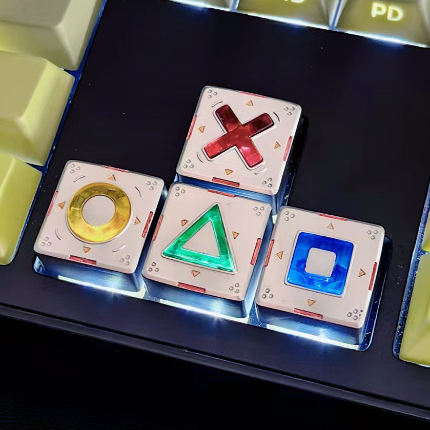 PlayStation style directional key set. Resin material, transparent resin in the middle, creative and personalized keycaps.