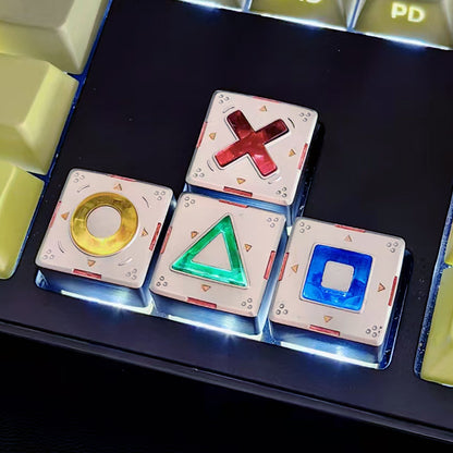 PlayStation style directional key set. Resin material, transparent resin in the middle, creative and personalized keycaps.