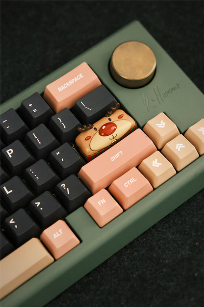 Original design: Christmas reindeer 2.25U keycaps, mechanical keycaps, return keycaps, personalized keycaps, colorful artistic keycaps, decorative keycaps