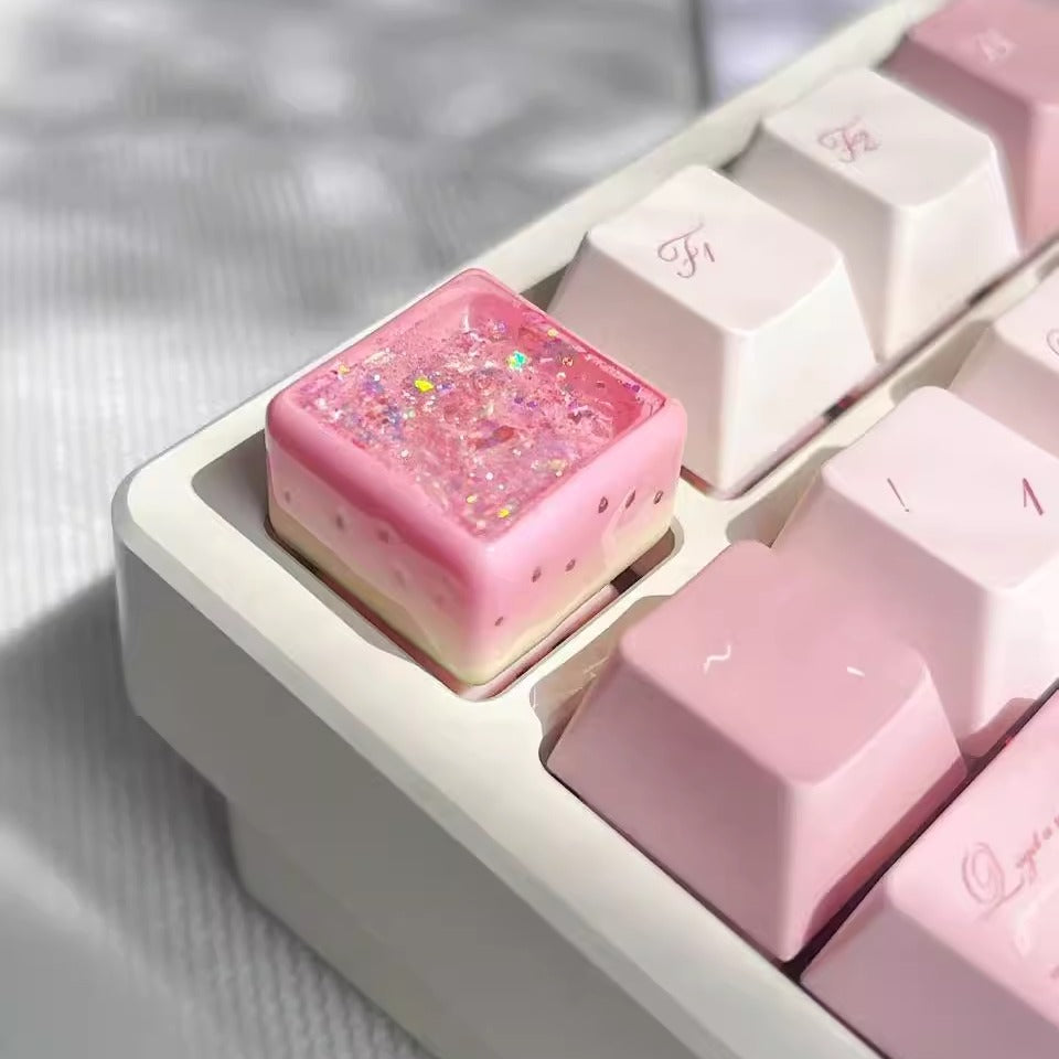 Watermelon Pool Cute Piggy, Clay Shaped Material, Cute Pink Personalized Keycaps, Cultural and Creative Handmade Keycaps